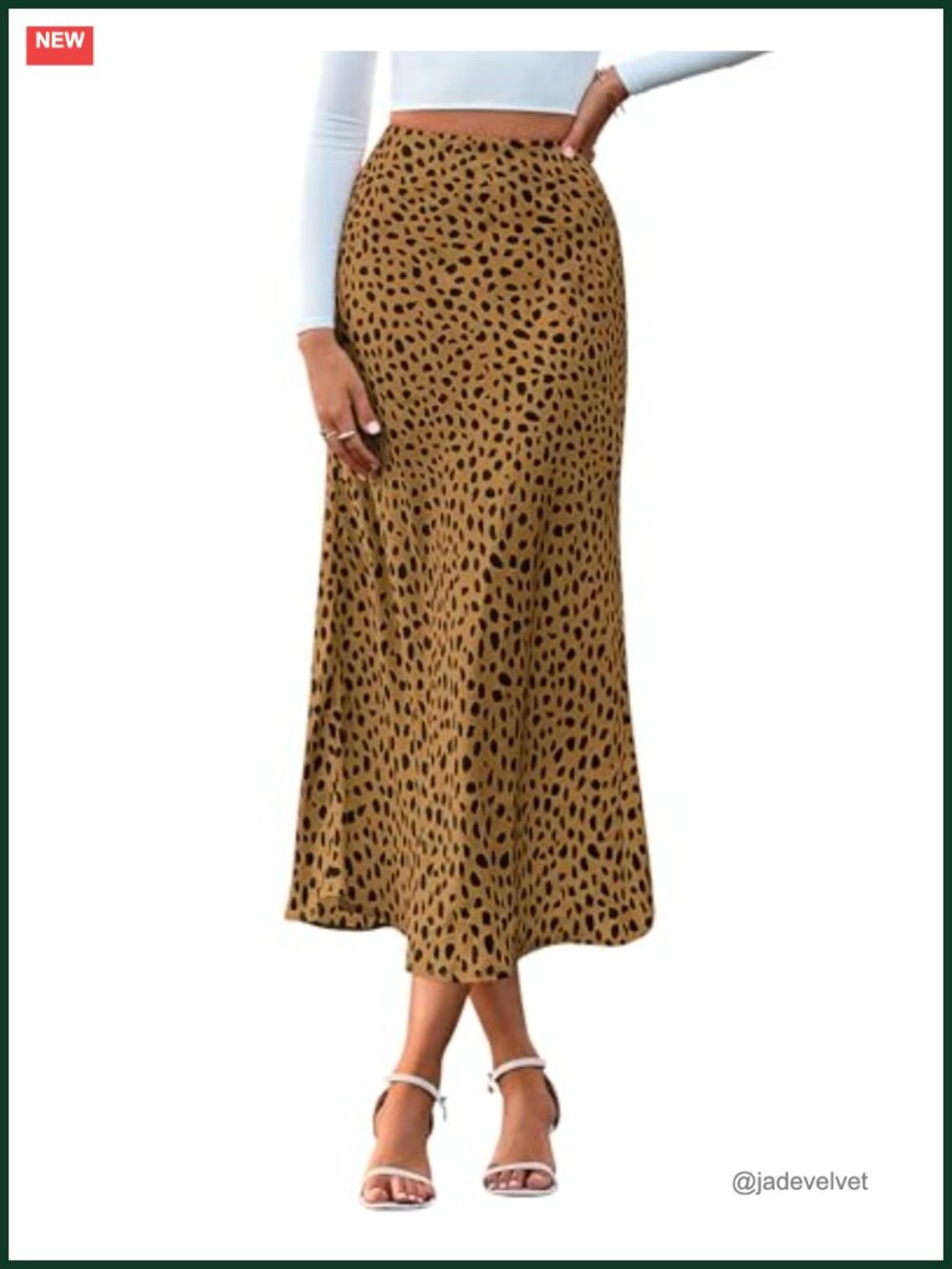 Satin Midi Skirt High Waisted A-Line Elastic Waist